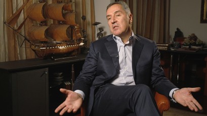 Djukanovic leader of Democratic Party of Socialists speaks during an interview with Reuters in Podgorica