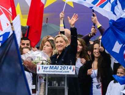 Far-right French party leader Le Pen joins demonstration