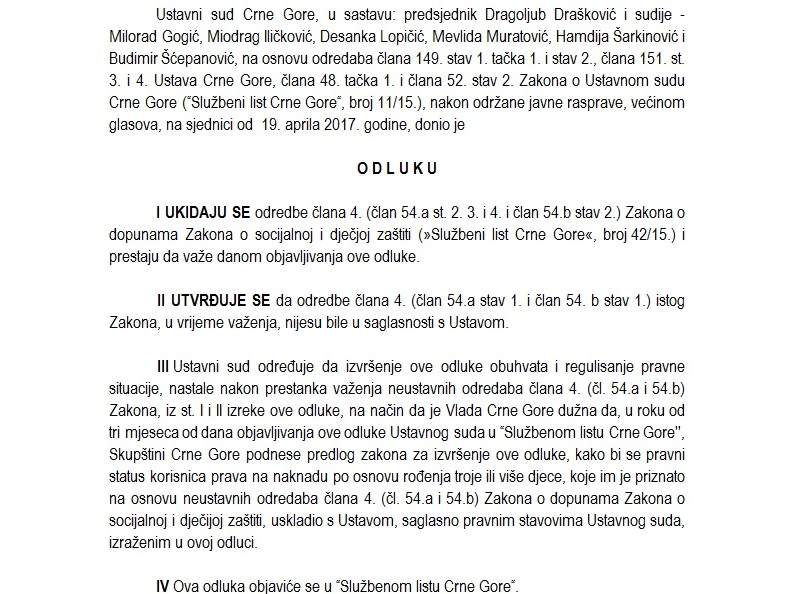 ustavni sud majke