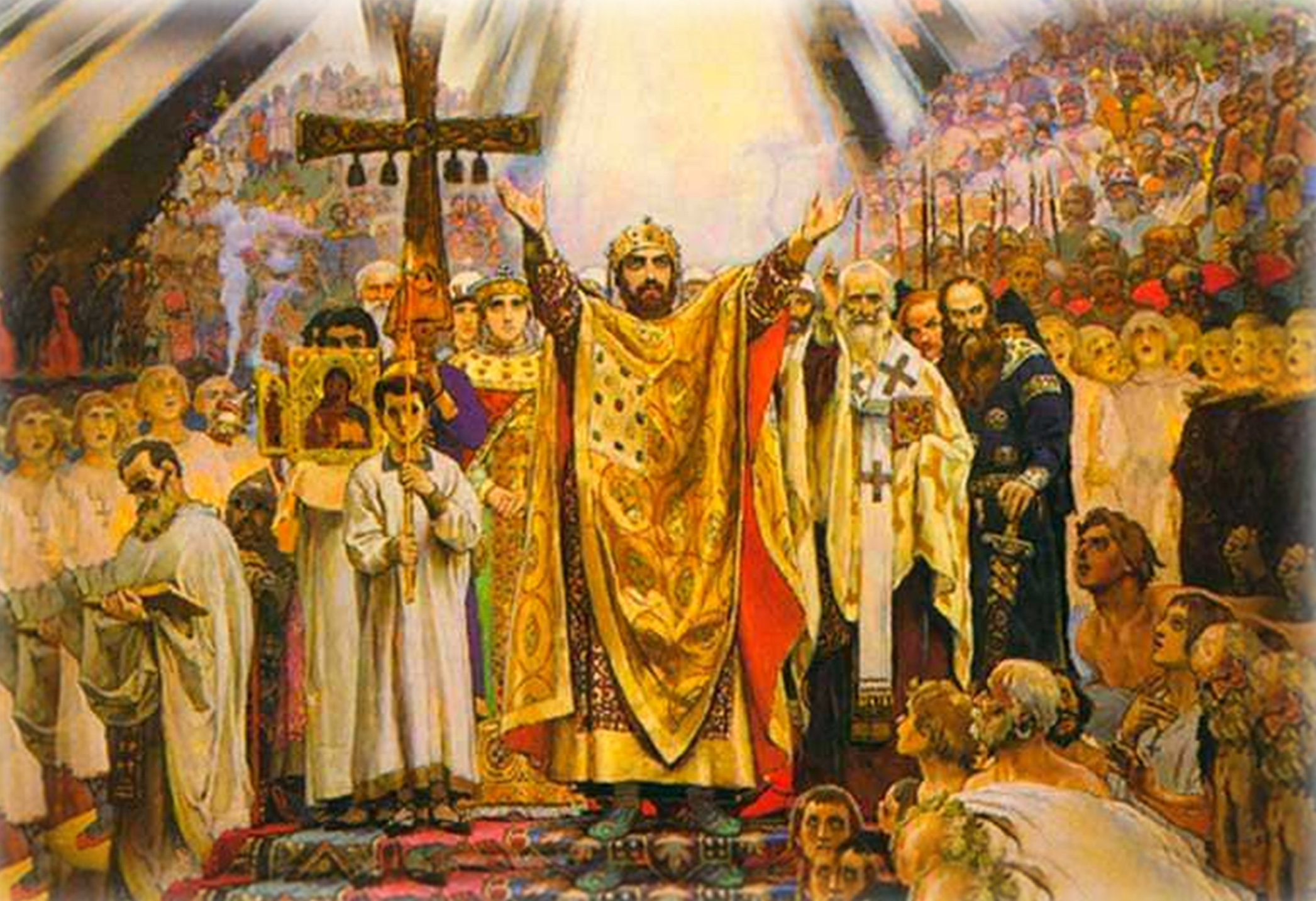 Первый православный князь. Васнецов крещение Руси картина.