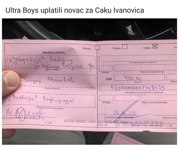 delije, uplata za Čaku